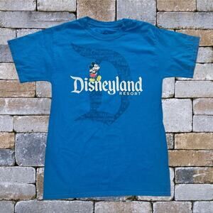 Y2K Disneyland Resort Mickey Mouse Graphic Small Blue Short Sleeve T Shirt